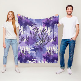 Purple Watercolor with Florals Fleecedecke