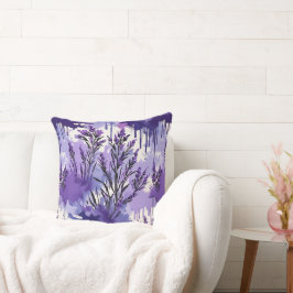 Purple Watercolor with Florals Kissen