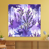Purple Watercolor with Florals Leinwanddruck (Insitu (Wohnzimmer))