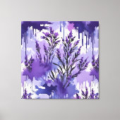 Purple Watercolor with Florals Leinwanddruck (Vorderseite)