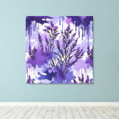 Purple Watercolor with Florals Leinwanddruck (Insitu (Holzboden))
