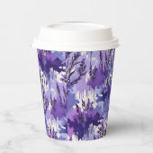 Purple Watercolor with Florals Pappbecher (Links)