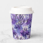 Purple Watercolor with Florals Pappbecher (Rückseite)