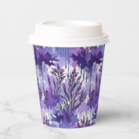 Purple Watercolor with Florals Pappbecher (Vorderseite)