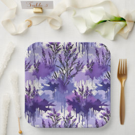 Purple Watercolor with Florals Pappteller