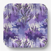 Purple Watercolor with Florals Pappteller (Vorderseite)