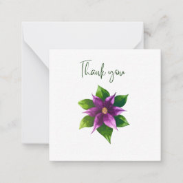 Purple Watercolour Flower Thank You Flat Notecard Mitteilungskarte