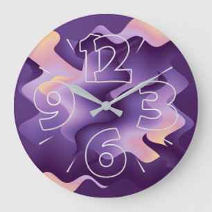 Purple waves große wanduhr