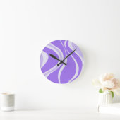 Purple Waves Wall Clock Runde Wanduhr (Zuhause)