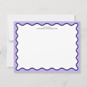 Purple Wavy Frame Note Card with Striped Back Einladung (Vorderseite)