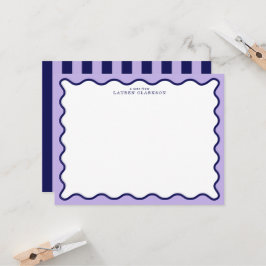 Purple Wavy Frame Note Card with Striped Back Einladung