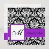 Purple Wedding Monogram Einladung (Vorne/Hinten)