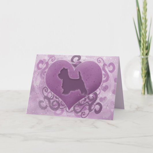 Purple Westie Valentine's Day Card Feiertagskarte (Vorderseite)