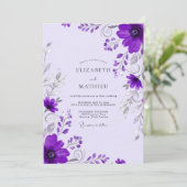 Purple Whimsical Spring Wedding Einladung (Stehend Vorderseite)