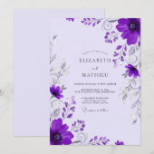 Purple Whimsical Spring Wedding Einladung (Vorne/Hinten)