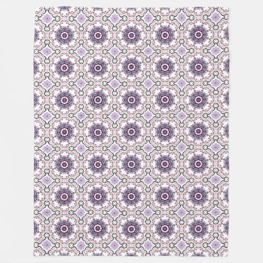 Purple, white and gray geometric mandala pattern fleecedecke (Vorderseite)