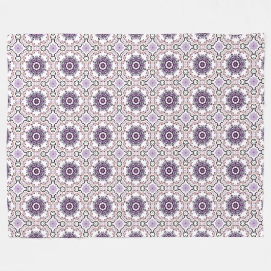 Purple, white and gray geometric mandala pattern fleecedecke (Vorderseite (Horizontal))
