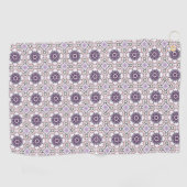 Purple, white and gray geometric mandala pattern golfhandtuch (Horizontal)