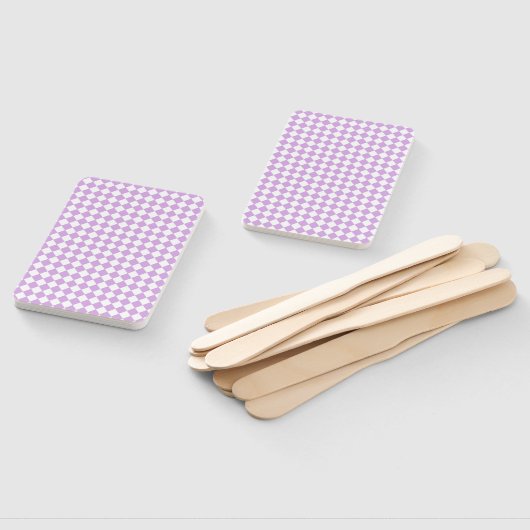 Purple White Checker Diamond Pattern Fächer (Non-assembled)