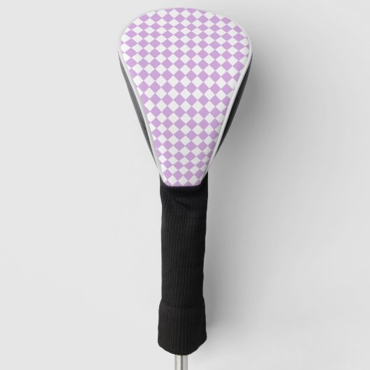 Purple White Checker Diamond Pattern Golf Headcover (Vorderseite)
