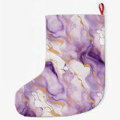 Purple White Gold Abstract Großer Weihnachtsstrumpf (Rückseite)