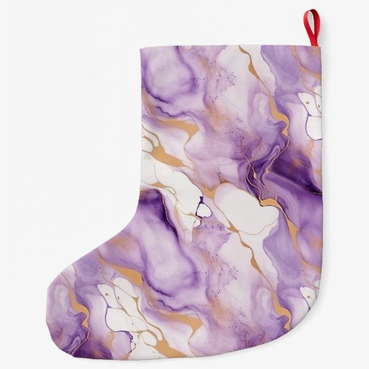 Purple White Gold Abstract Großer Weihnachtsstrumpf (Rückseite)