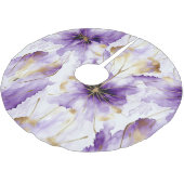 Purple White Gold Abstract Iris Floral Polyester Weihnachtsbaumdecke (Schrägansicht)