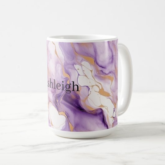 Purple White Gold Abstract Kaffeetasse (VorderseiteRechts)
