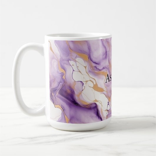 Purple White Gold Abstract Kaffeetasse (Links)