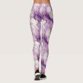 Purple White Gold Abstract Leggings (Rückseite)