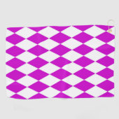 Purple White Harlequin Diamonds Checkers Design Golfhandtuch (Horizontal)