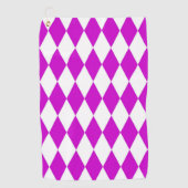 Purple White Harlequin Diamonds Checkers Design Golfhandtuch (Vorderseite)