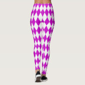 Purple White Harlequin Diamonds Checkers Design Leggings (Rückseite)