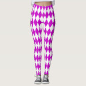 Purple White Harlequin Diamonds Checkers Design Leggings (Vorderseite)