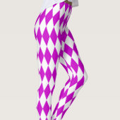 Purple White Harlequin Diamonds Checkers Design Leggings