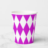 Purple White Harlequin Diamonds Checkers Design Pappbecher (Rückseite)