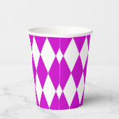 Purple White Harlequin Diamonds Checkers Design Pappbecher (Rechts)