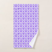Purple White Hearts Pattern Badhandtuch Set (Handtuch)