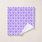 Purple White Hearts Pattern Badhandtuch Set (Waschlappen)
