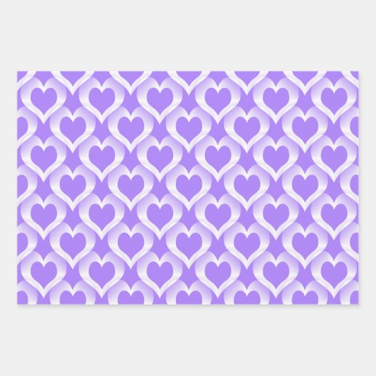 Purple White Hearts Pattern Geschenkpapier Set (Vorderseite)