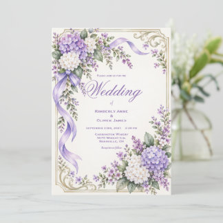 Purple White Hydrangea Elegant Wedding Invitation Einladung