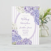 Purple White Hydrangeas Floral Stripe Wedding Einladung (Stehend Vorderseite)