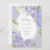 Purple White Hydrangeas Floral Wedding Einladung (Vorderseite)