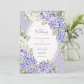Purple White Hydrangeas Floral Wedding Einladung (Stehend Vorderseite)