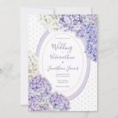 Purple White Hydrangeas Polkadot Wedding Einladung (Vorderseite)