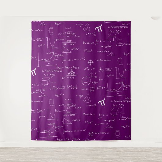 Purple White Mathematic Formulas Equations Wandteppich (Vorderseite)