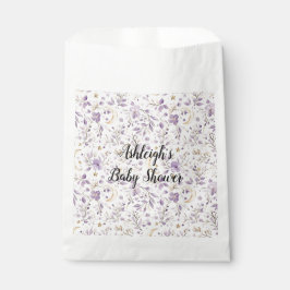 Purple White Moons & Stars Floral Baby Shower Geschenktütchen