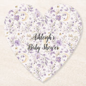 Purple White Moons & Stars Floral Baby Shower Untersetzer (Vorderseite)