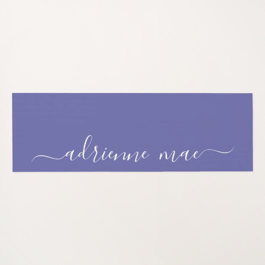 Purple & White Personalized Script Reversible Yogamatte (Rückseite (Horizontal))