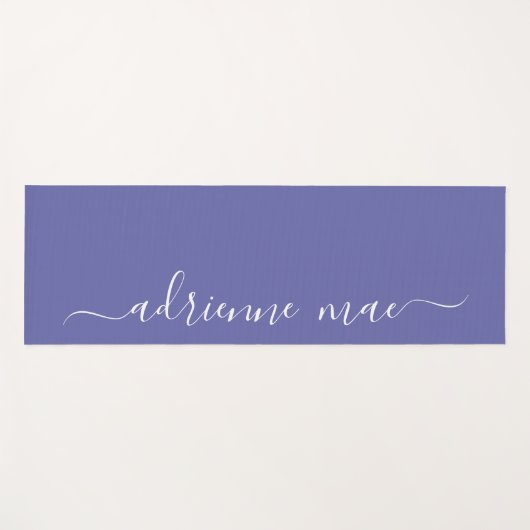 Purple & White Personalized Script Reversible Yogamatte (Vorderseite (Horizontal))